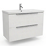 AquaSure Fluted Waterproof PVC Wall Hung Vanity Unit Satin White - 800mm with Chrome Handles
