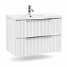 AquaSure Fluted Waterproof PVC Wall Hung Vanity Unit Satin White - 800mm with Chrome Handles