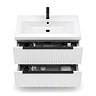 AquaSure Fluted Waterproof PVC Wall Hung Vanity Unit Satin White - 800mm with Matt Black Handles
