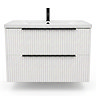AquaSure Fluted Waterproof PVC Wall Hung Vanity Unit Satin White - 800mm with Matt Black Handles