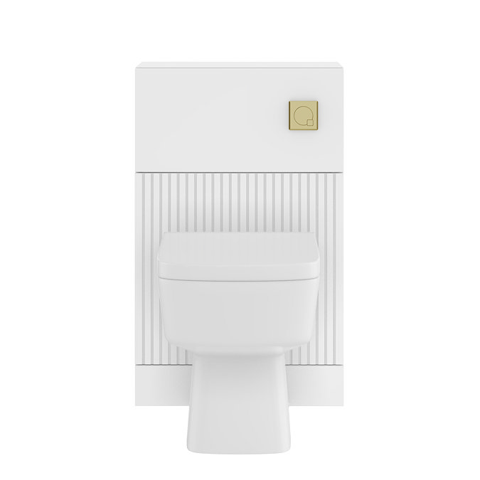 AquaSure Fluted White Complete Toilet Unit (Square Pan, Cistern, Brushed Brass Flush)