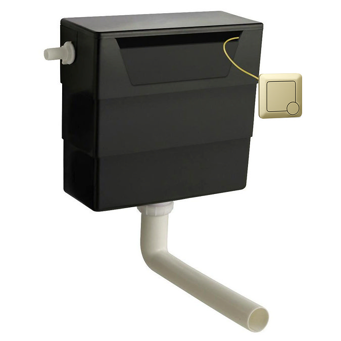 AquaSure Fluted White Complete Toilet Unit (Square Pan, Cistern, Brushed Brass Flush)
