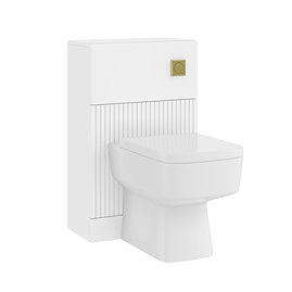 AquaSure Fluted White Complete Toilet Unit (Square Pan, Cistern, Brushed Brass Flush)