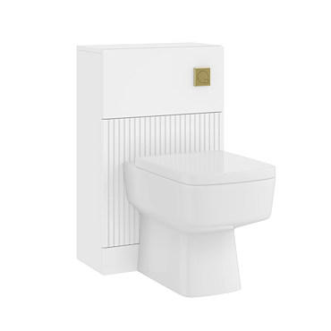 AquaSure Fluted White Complete Toilet Unit (Square Pan, Cistern, Brushed Brass Flush)