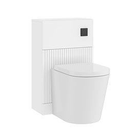 AquaSure Fluted White Waterproof PVC Complete Toilet Unit (Round Pan, Cistern, Matt Black Flush)