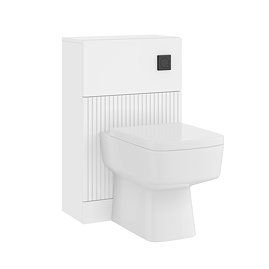 AquaSure Fluted White Waterproof PVC Complete Toilet Unit (Square Pan, Cistern, Matt Black Flush)