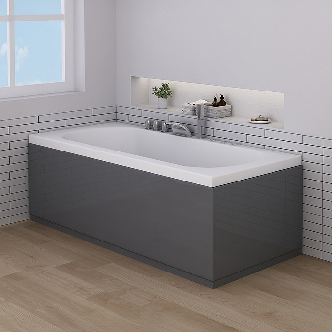 AquaSure Gloss Grey Waterproof End Bath Panel & Plinth