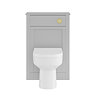 AquaSure Traditional Grey Waterproof PVC Complete Toilet Unit (Round Pan, Cistern, Brushed Brass Flush)