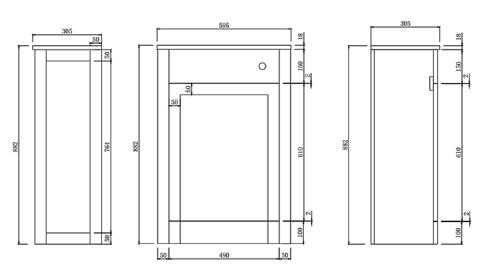 AquaSure Traditional Grey Waterproof PVC Complete Toilet Unit (Round Pan, Cistern, Brushed Brass Flush)