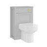 AquaSure Traditional Grey Waterproof PVC Complete Toilet Unit (Round Pan, Cistern, Brushed Brass Flush)