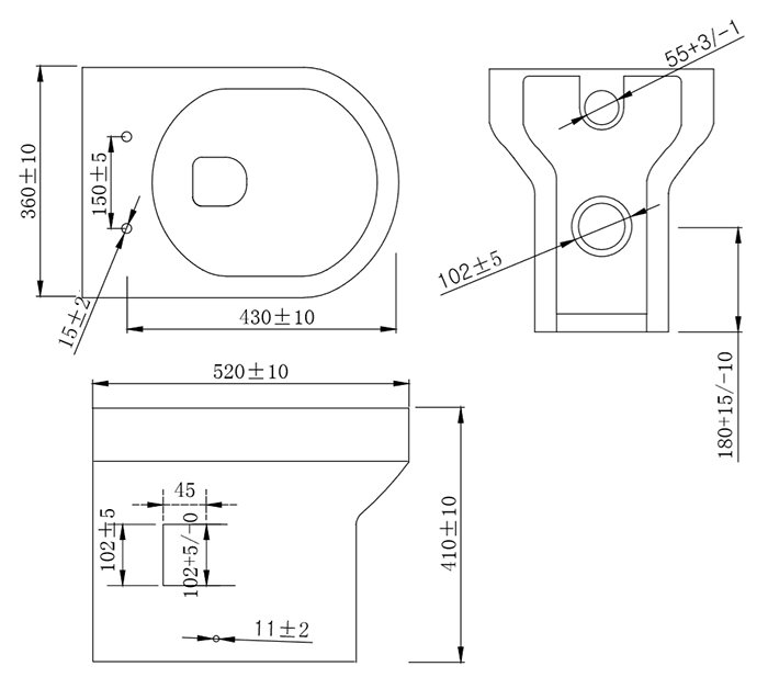 AquaSure Traditional Grey Waterproof PVC Complete Toilet Unit (Round Pan, Cistern, Chrome Flush)