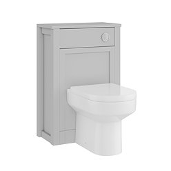 AquaSure Traditional Grey Waterproof PVC Complete Toilet Unit (Round Pan, Cistern, Chrome Flush)