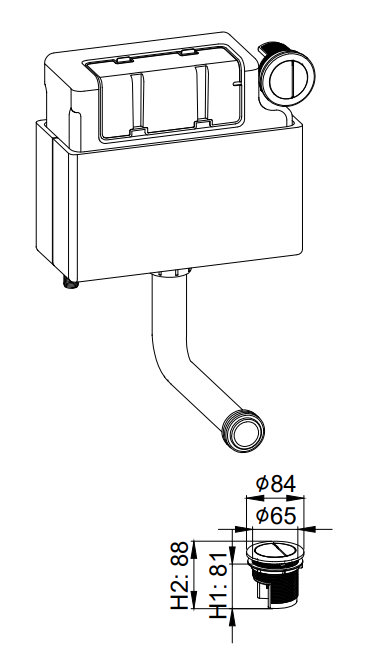 AquaSure Traditional Grey Waterproof PVC Complete Toilet Unit (Round Pan, Cistern, Matt Black Flush)