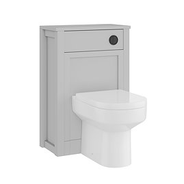 AquaSure Traditional Grey Waterproof PVC Complete Toilet Unit (Round Pan, Cistern, Matt Black Flush)