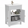 AquaSure Traditional Waterproof PVC Vanity Unit Satin Grey - 600mm with Antique Brass Handles
