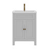 AquaSure Traditional Waterproof PVC Vanity Unit Satin Grey - 600mm with Antique Brass Handles