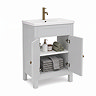 AquaSure Traditional Waterproof PVC Vanity Unit Satin Grey - 600mm with Antique Brass Handles