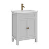 AquaSure Traditional Waterproof PVC Vanity Unit Satin Grey - 600mm with Antique Brass Handles