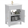 AquaSure Traditional Waterproof PVC Vanity Unit Satin Grey - 600mm with Brushed Brass Handles