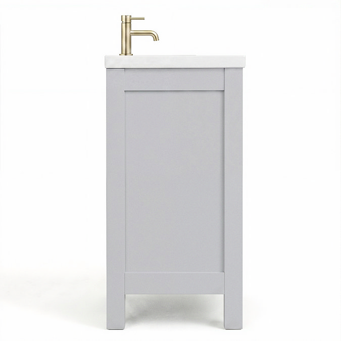 AquaSure Traditional Waterproof PVC Vanity Unit Satin Grey - 600mm with Brushed Brass Handles