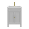 AquaSure Traditional Waterproof PVC Vanity Unit Satin Grey - 600mm with Brushed Brass Handles