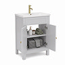 AquaSure Traditional Waterproof PVC Vanity Unit Satin Grey - 600mm with Brushed Brass Handles