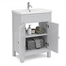 AquaSure Traditional Waterproof PVC Vanity Unit Satin Grey - 600mm with Chrome Handles
