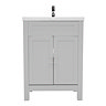 AquaSure Traditional Waterproof PVC Vanity Unit Satin Grey - 600mm with Chrome Handles