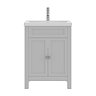 AquaSure Traditional Waterproof PVC Vanity Unit Satin Grey - 600mm with Chrome Handles