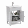 AquaSure Traditional Waterproof PVC Vanity Unit Satin Grey - 600mm with Chrome Handles