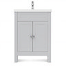 AquaSure Traditional Waterproof PVC Vanity Unit Satin Grey - 600mm with Chrome Handles