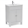 AquaSure Traditional Waterproof PVC Vanity Unit Satin Grey - 600mm with Chrome Handles