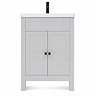 AquaSure Traditional Waterproof PVC Vanity Unit Satin Grey - 600mm with Matt Black Handles