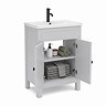 AquaSure Traditional Waterproof PVC Vanity Unit Satin Grey - 600mm with Matt Black Handles