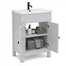 AquaSure Traditional Waterproof PVC Vanity Unit Satin Grey - 600mm with Matt Black Handles