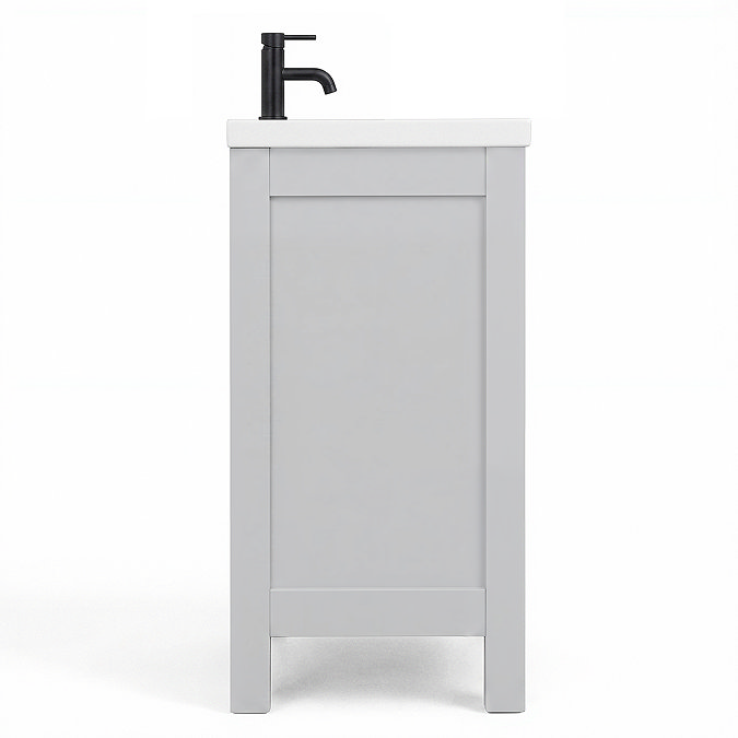 AquaSure Traditional Waterproof PVC Vanity Unit Satin Grey - 600mm with Matt Black Handles