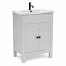 AquaSure Traditional Waterproof PVC Vanity Unit Satin Grey - 600mm with Matt Black Handles