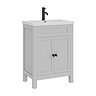 AquaSure Traditional Waterproof PVC Vanity Unit Satin Grey - 600mm with Matt Black Handles