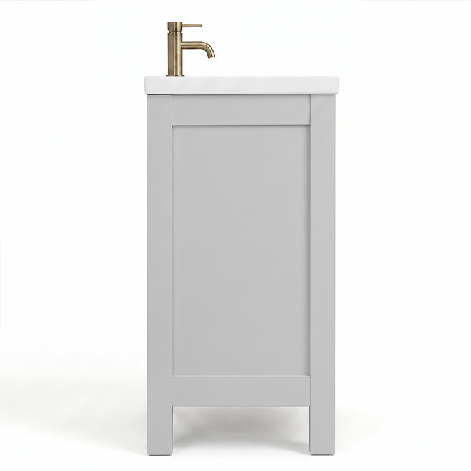 AquaSure Traditional Waterproof PVC Vanity Unit Satin Grey - 800mm with Antique Brass Handles