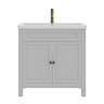 AquaSure Traditional Waterproof PVC Vanity Unit Satin Grey - 800mm with Antique Brass Handles