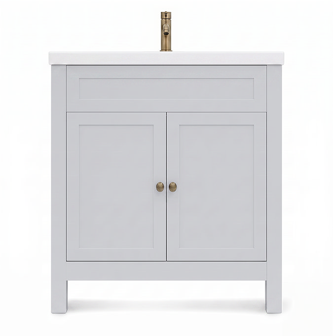 AquaSure Traditional Waterproof PVC Vanity Unit Satin Grey - 800mm with Antique Brass Handles