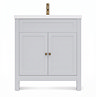 AquaSure Traditional Waterproof PVC Vanity Unit Satin Grey - 800mm with Antique Brass Handles