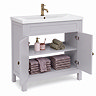 AquaSure Traditional Waterproof PVC Vanity Unit Satin Grey - 800mm with Antique Brass Handles