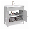 AquaSure Traditional Waterproof PVC Vanity Unit Satin Grey - 800mm with Antique Brass Handles