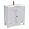 AquaSure Traditional Waterproof PVC Vanity Unit Satin Grey - 800mm with Antique Brass Handles
