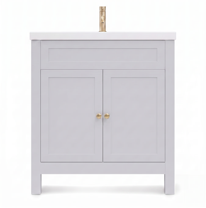 AquaSure Traditional Waterproof PVC Vanity Unit Satin Grey - 800mm with Brushed Brass Handles
