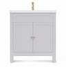 AquaSure Traditional Waterproof PVC Vanity Unit Satin Grey - 800mm with Brushed Brass Handles
