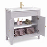 AquaSure Traditional Waterproof PVC Vanity Unit Satin Grey - 800mm with Brushed Brass Handles