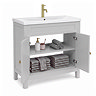 AquaSure Traditional Waterproof PVC Vanity Unit Satin Grey - 800mm with Brushed Brass Handles