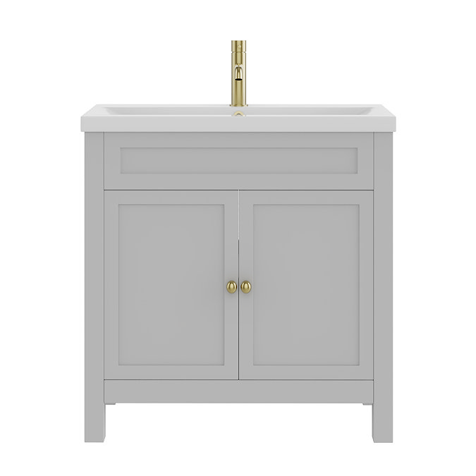 AquaSure Traditional Waterproof PVC Vanity Unit Satin Grey - 800mm with Brushed Brass Handles